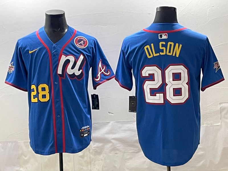 Men 2025 Atlanta Braves 28 Olson Blue All star Nike MLB Jersey style 02